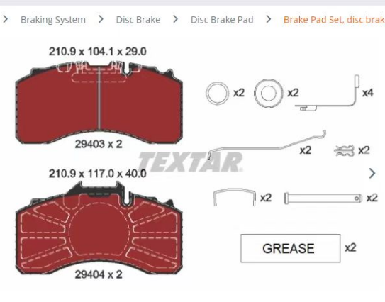 BPW 8201 /  WVA 29403 brake pad